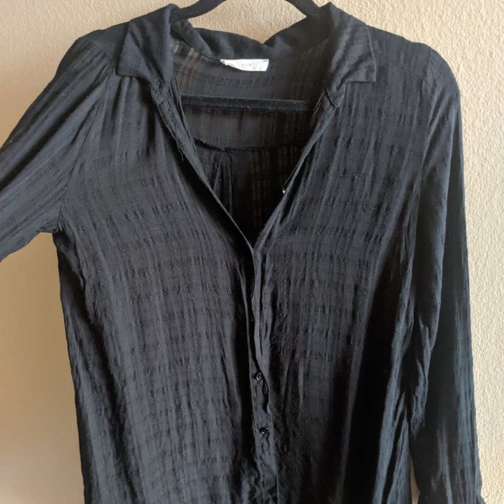 Lush Black Long Sleeve Button Down